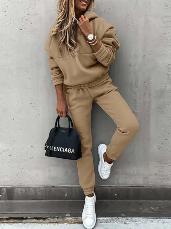 Women Two Piece Set Tracksuit Solid Color Suit 2025 Autumn Trouser Suits Female Sweatshirt Sports Hoodie Sportswear Pants Sets - Image 6