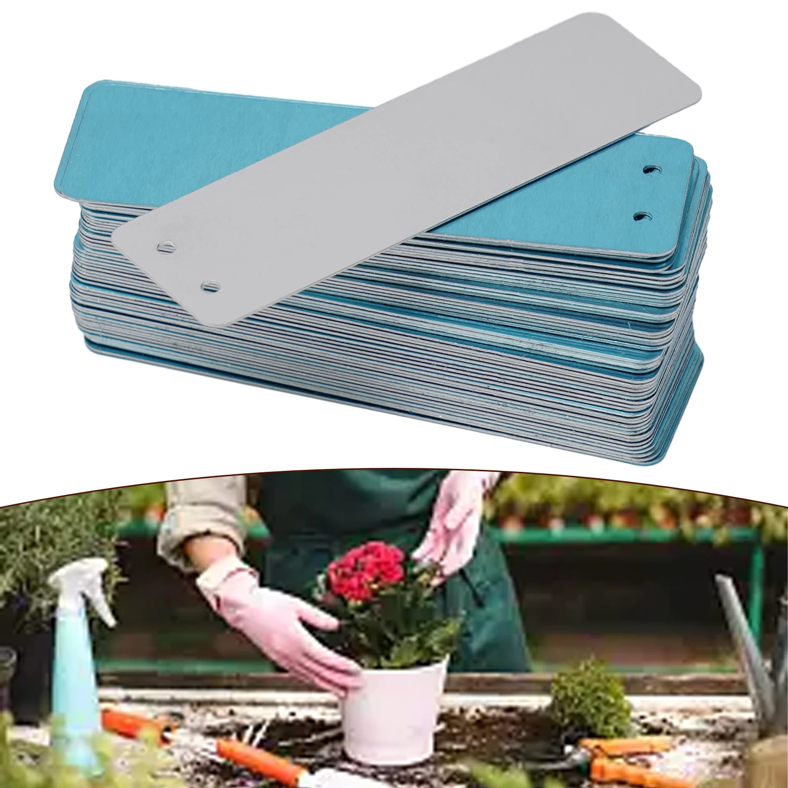 

50 Pcs Aluminum Plant Labels Double Sided Metal Labels Tree ID Tags Durable Waterproof For Tree ID Garden Supplies Planting Tool