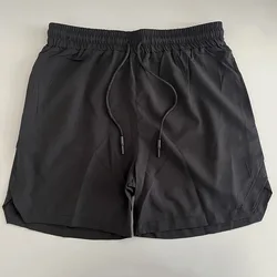 Men's Quick-Dry Athletic Jogger Shorts with Zipper Pockets - European size S (Black)