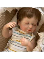 NPK 45CM Newborn Loulou Reborn Baby Doll Lifelike Asleep Soft Body Collectible High Quality Handmade with 3D Skin And Visible 3