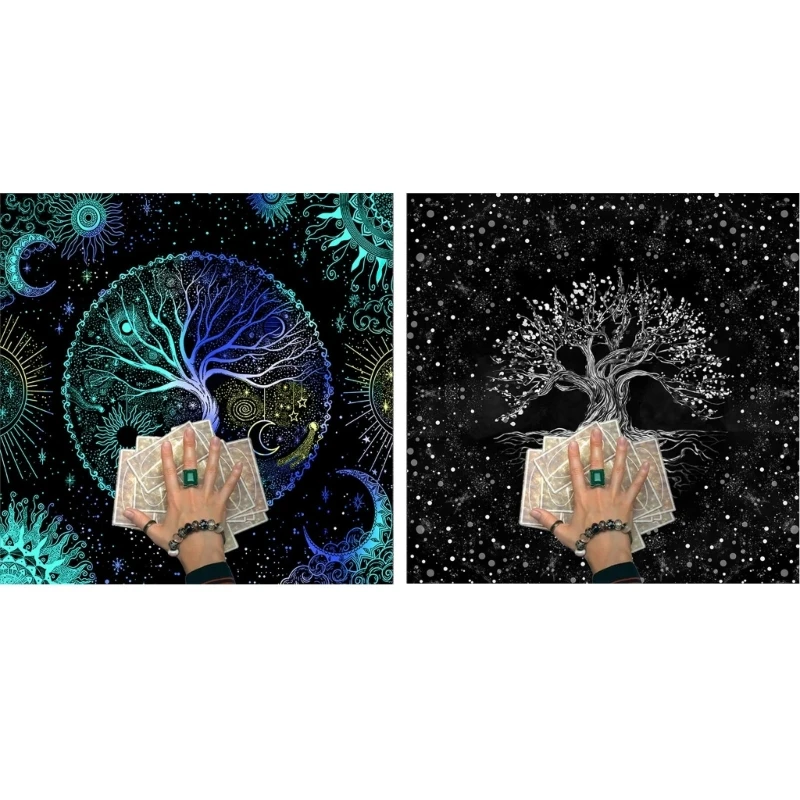 yunyun Tarot Card Tablecloth Square Divinations Tapestry Trees Of Life Tablecloth Astrology Table Mat Witchcraft Supplies
