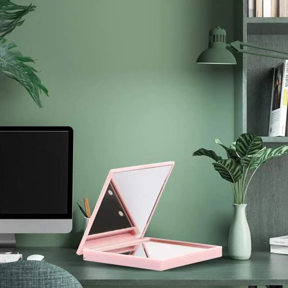 8 Led Lights Vanity Mirror Foldable Lighted Makeup Mirror Compact