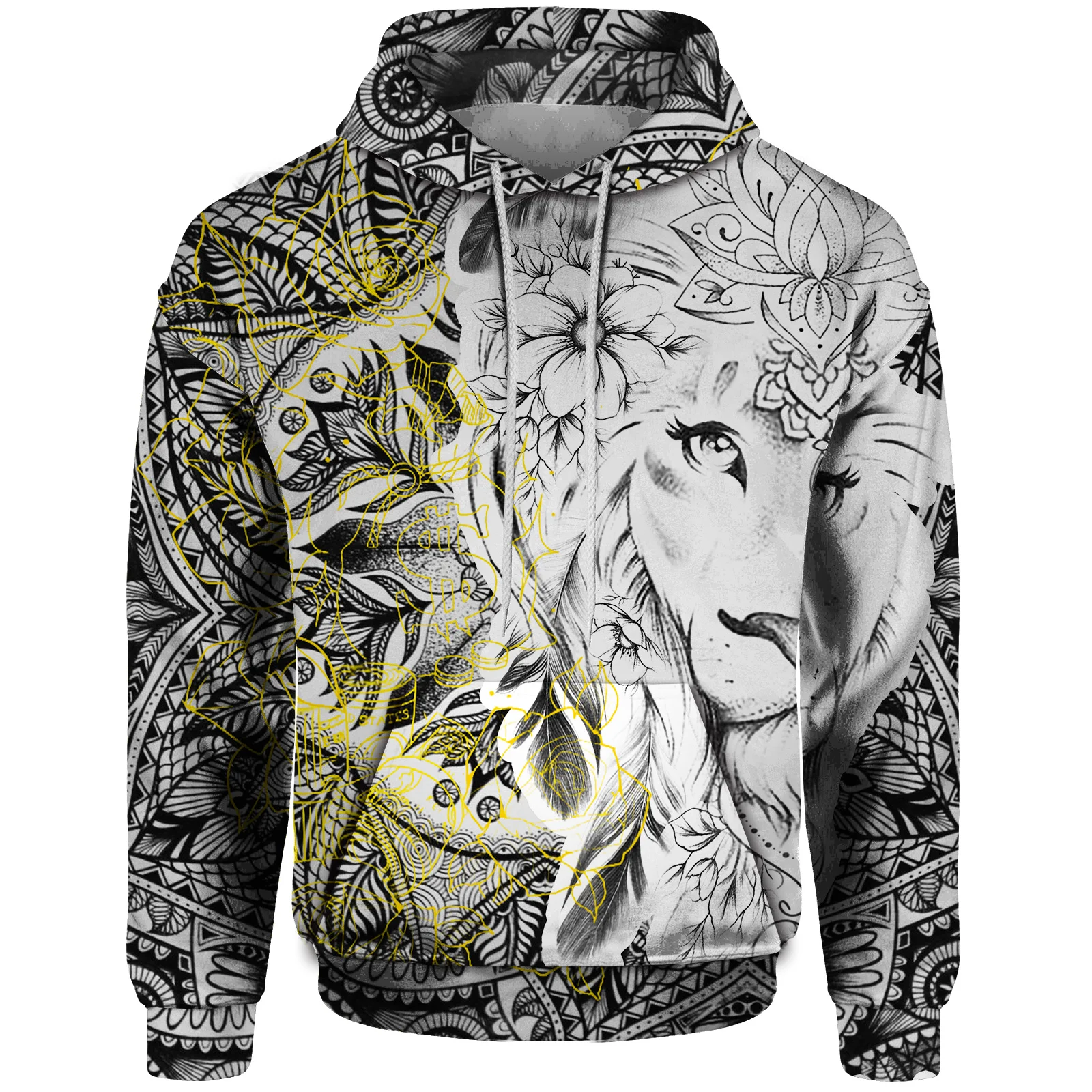 thumbnail image 1 of Sudadera con capucha holgada para hombre, nueva sudadera de otoño 2024, estampado 3D de león gótico, ropa Y2k, ropa urbana Harajuku para hombre, 1 of 5