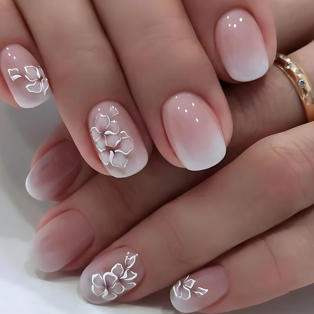 Spring Summer Flower Butterfly Press On Nails 1