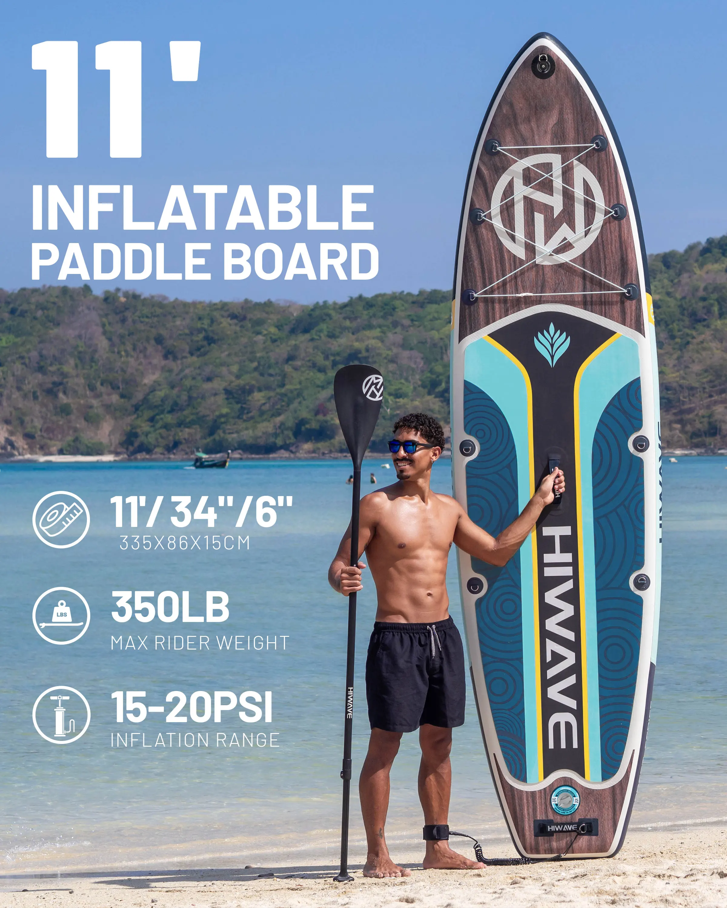 HIWAVE Waterproof Inflatable Paddle Sup Board Adult Standing Style
