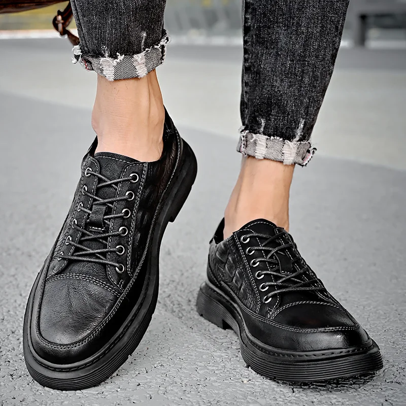 Scarpe casual in pelle da uomo Slip Comode in pelle Casual Trekking Walking Escursionismo leggero_voghion.com