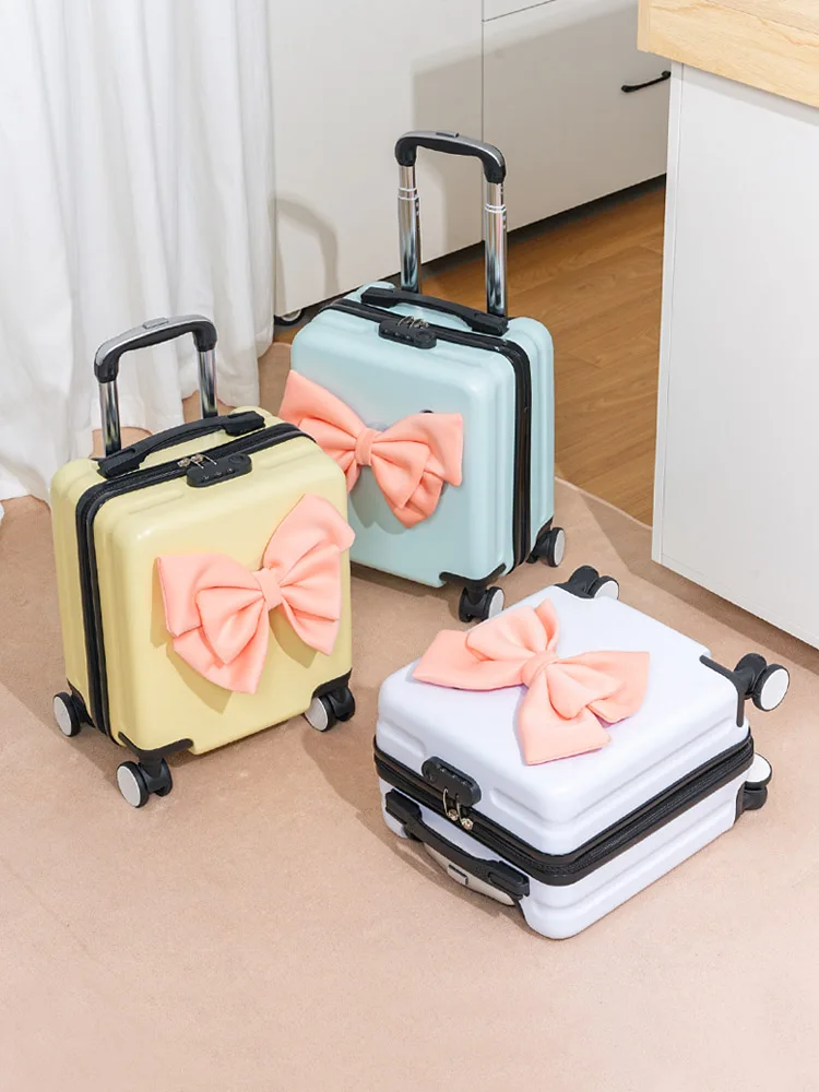 14-Inch Women's Small Lightweight Luggage With Quiet Wheels, Portable Suitcase For Flights, Pull Handle, New Travel Password_voghion.com