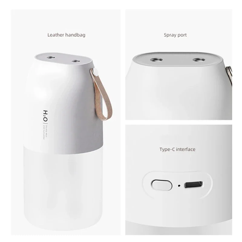 Air Humidifier Portable Double Mist 300ml Cold Mist Diffuser 2000mAh Humidifier Car Air Purifier USB Mini Air Freshener Gift New 6