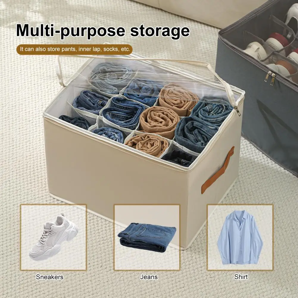 Foldable Shoe Organizer, Fabric Shoe Hanger With Cover, Adjustable Dividers For Shoe Storage Drawer Box Container Cube Box Fits 3