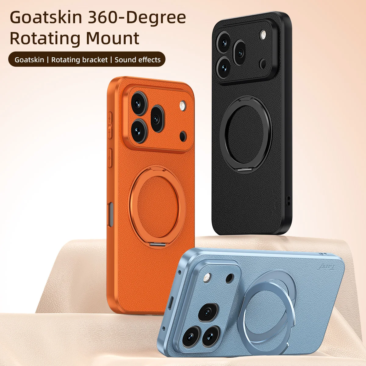 Luxury Premium Soft Goat Skin 360° Rotating Magnetic Stand Case - Shockproof