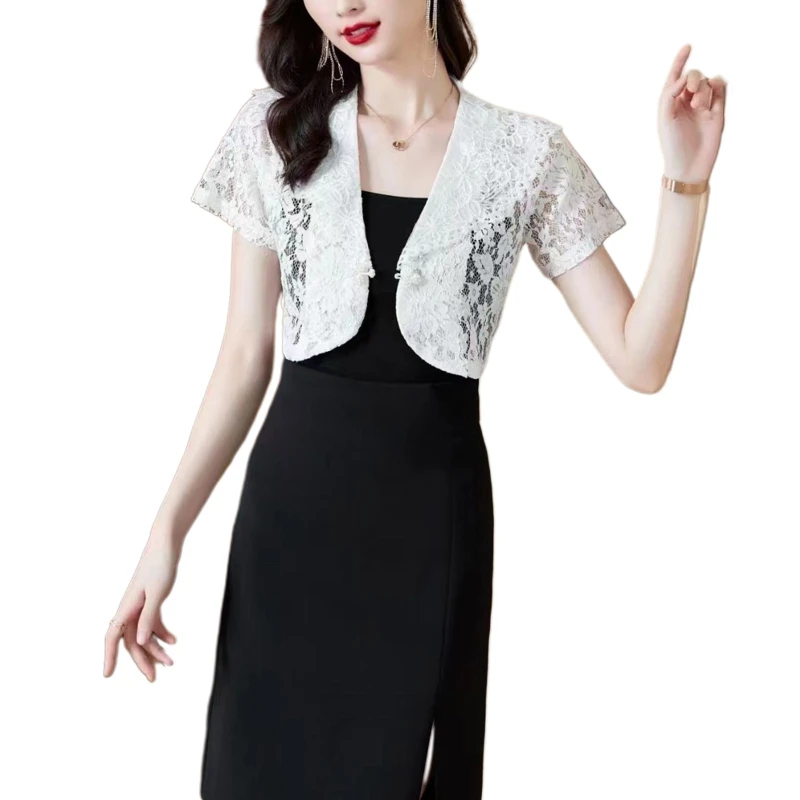 

False Collar Embroidery Dickey Collar Venise Lace Up Neckline Detachable Collar