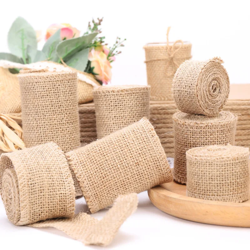 5 Rotoli Nastro Di Juta Naturale - Larghezze 1, 1.5, 2, 2.5, 3 Cm - 10 Metri Per Rotolo - Per Confezioni Regalo, Bouquet Sposa, Artigianato Rustico