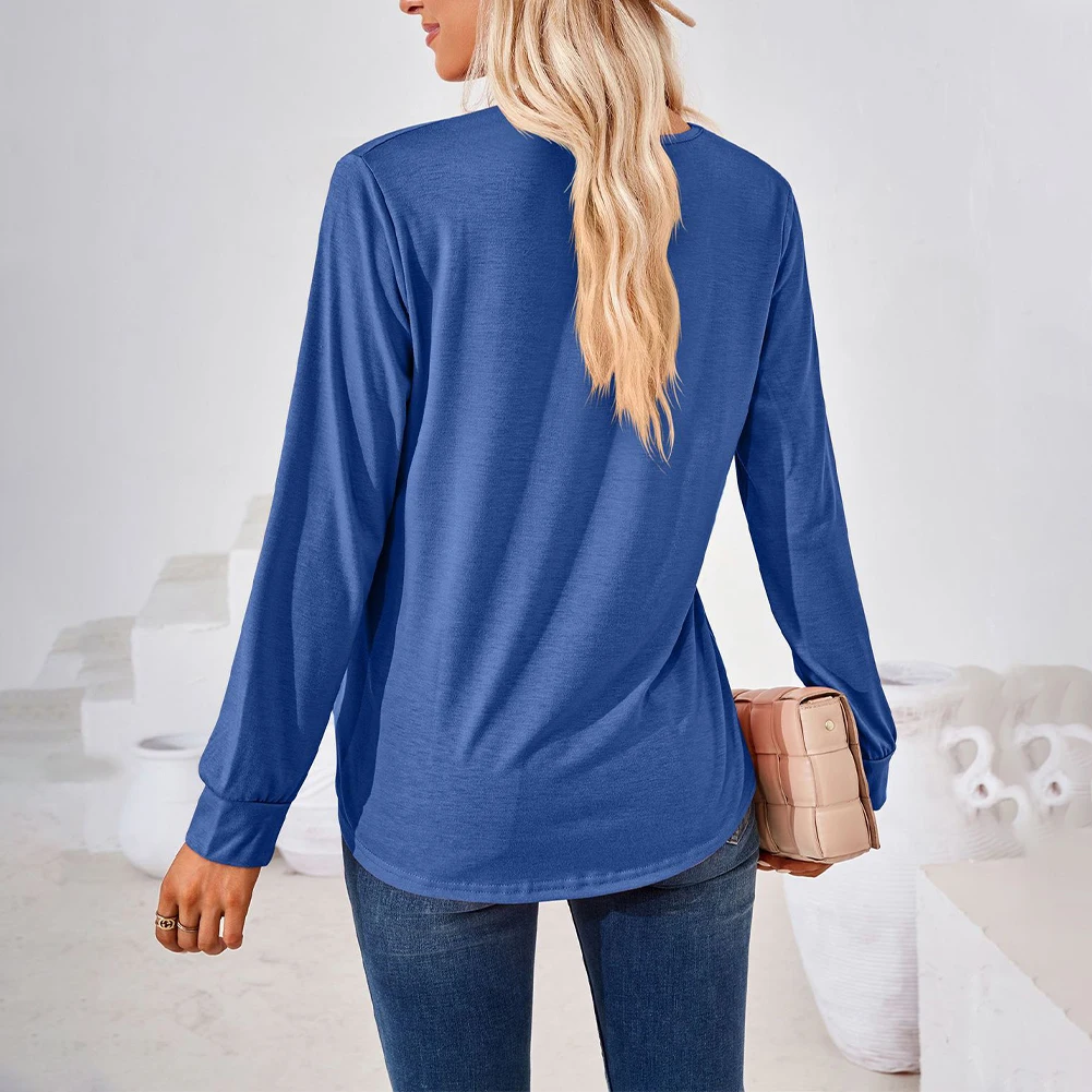 

Women Autumn Long Sleeve Solid Color Basic Loose T-Shirts Fashion Elegant Square Neck Tunic T Shirt Tees Female Clothes