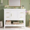 Bathroom Vanity with Sink,36"Modern Undermount Bathroom Sink Cabinet with 4 Drawers&Open Shelf,Vanity Sink with Charging Station 1
