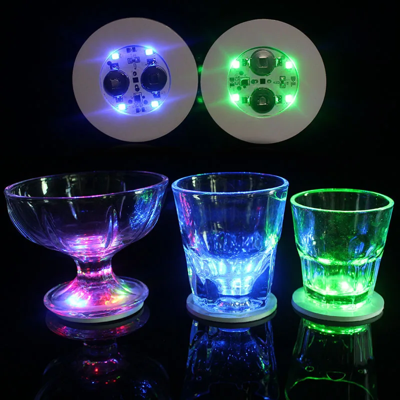 

With Battery LED Bottle Cup Base Glowing Stickers 10Pcs Flashing Christmas Bar Party Atmosphere Light Novelty Night Light