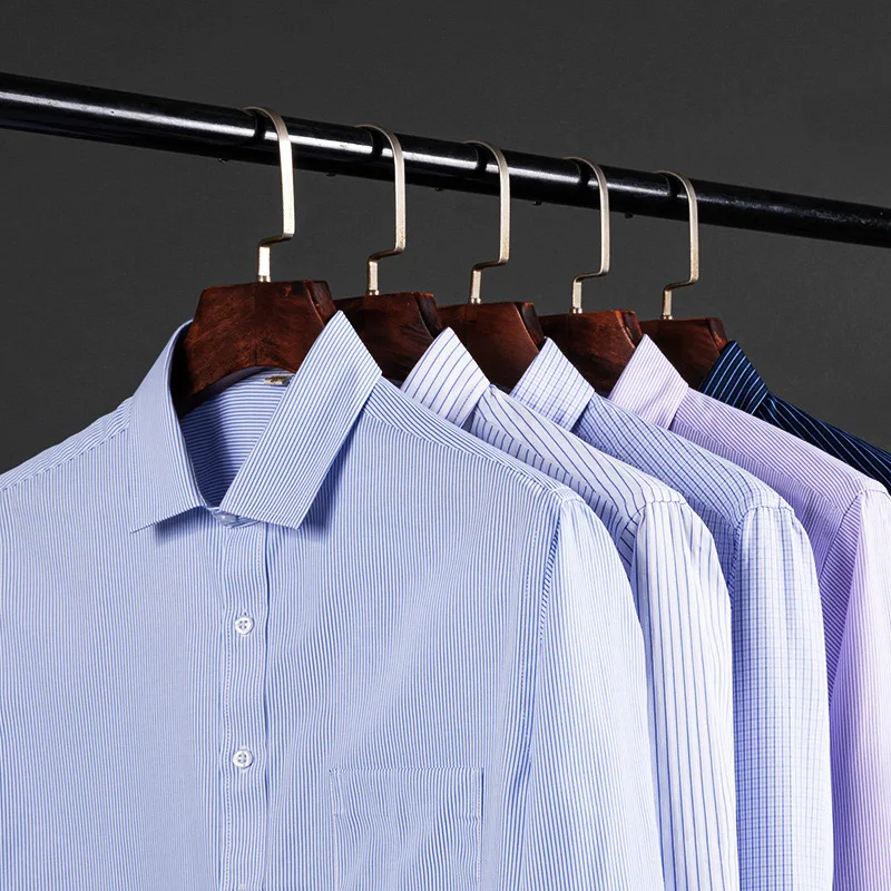 Summer thin men's business social short-sleeved shirt professional formal striped casual non-ironing breathable shirt slim fit 4