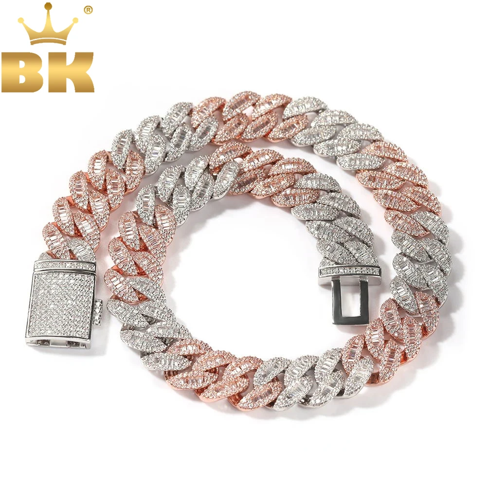 

TBTK 16mm Mulitcolor Luxury Miami Cuban Link Necklace Prong Setting Baguettecz Bracelet Fashion HipHop Jewelry
