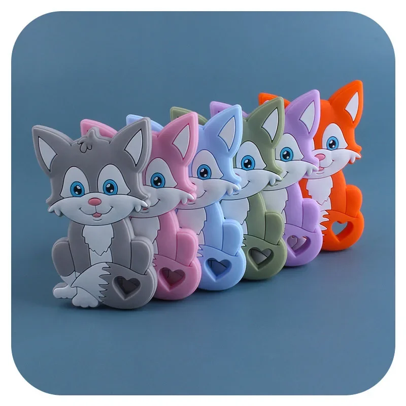 BPA Free Silicone Baby Teether Fox Teether DIY Pacifier Clips