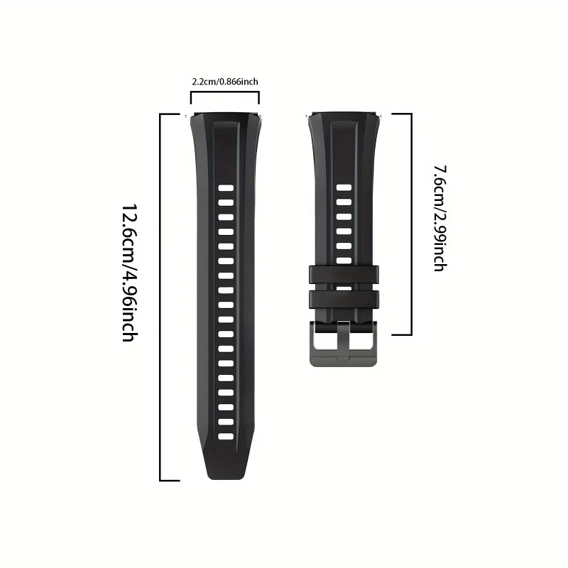Breathable Multi-Color Silicone Watch Strap, 22mm, Sporty Business Style