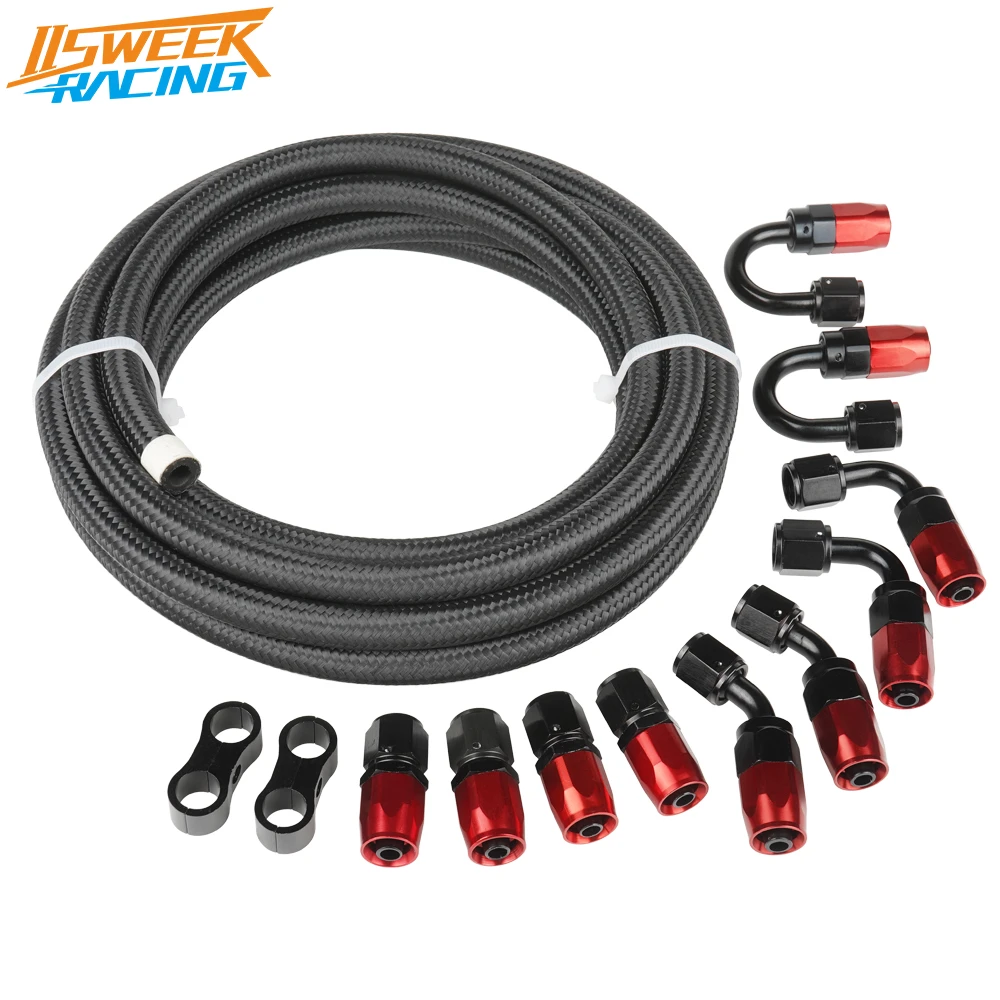 Universal Cpe Fuel Line Fittings Kit 5m Nylon Stainless Steel Braided