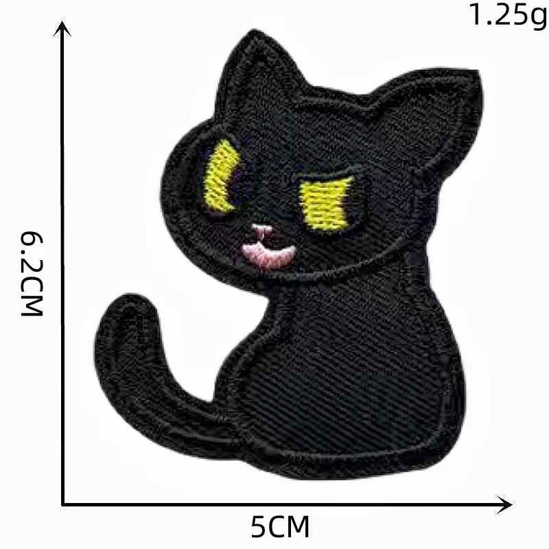 Original Black Cat Self-Adhesive No-Sewing Patch Cartoon Clothing Repair Down Garment Children's Embroidery Fabric Stickers