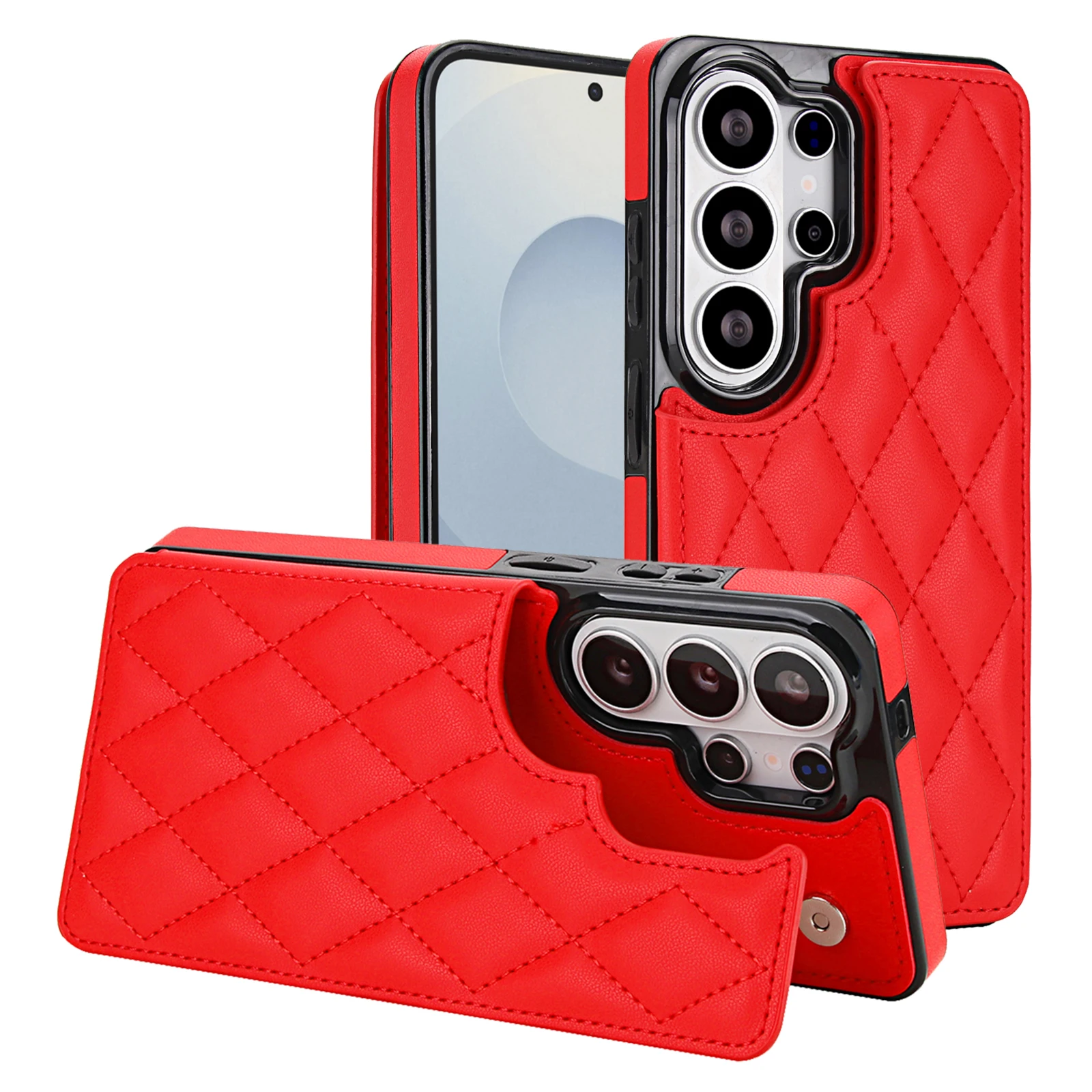 Quilted Leather Wallet Case with Card Holder
