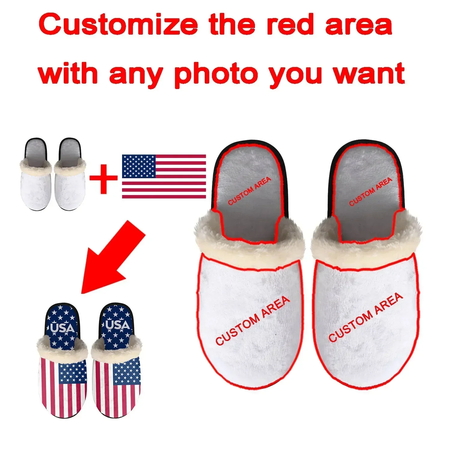 Custom Shoes Custom Slippers Mens Womens Home Cotton Plush Bedroom Casual Keep Warm Customized Thermal Lightweight Slipper DIY