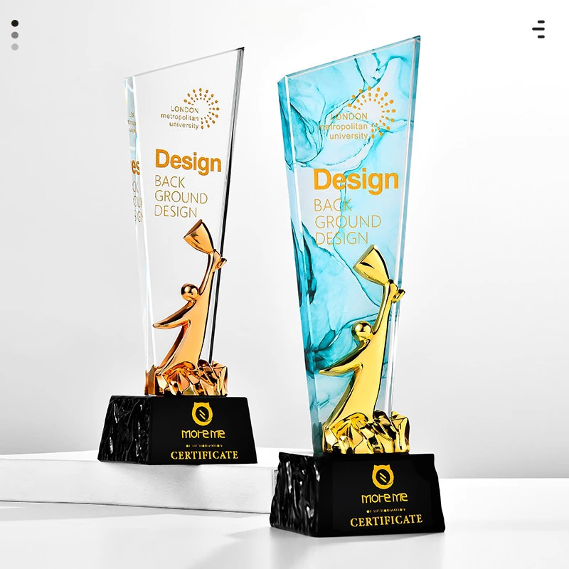 Customized High-end Crystal Trophy, Excellent Staff Company Annual Meeting Award Home Decor, Gold, Silver, Copper Souvenirs, 1Pc