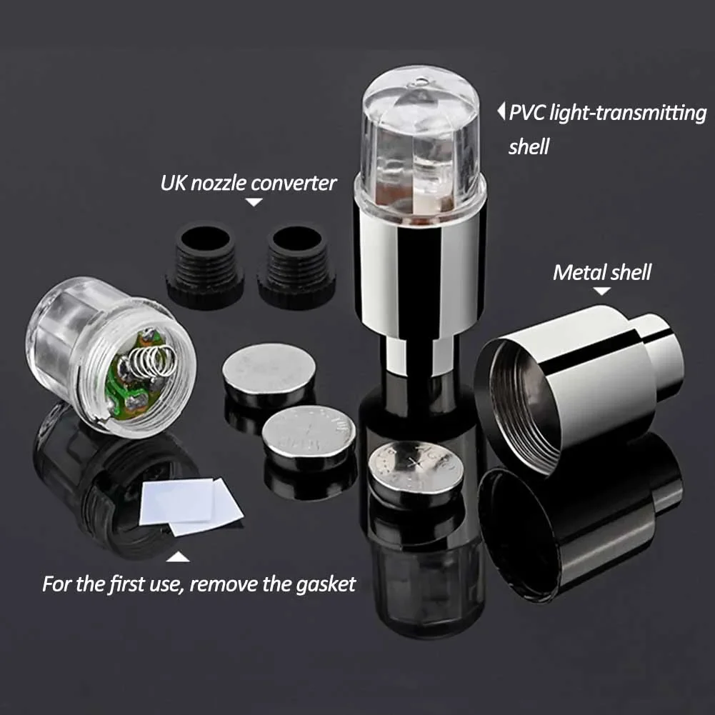 2Pcs Bicycle Tire Valve Cap Lights Durable Tire Lights for Car Air Valve Caps with Lights for Motorcycles BIke