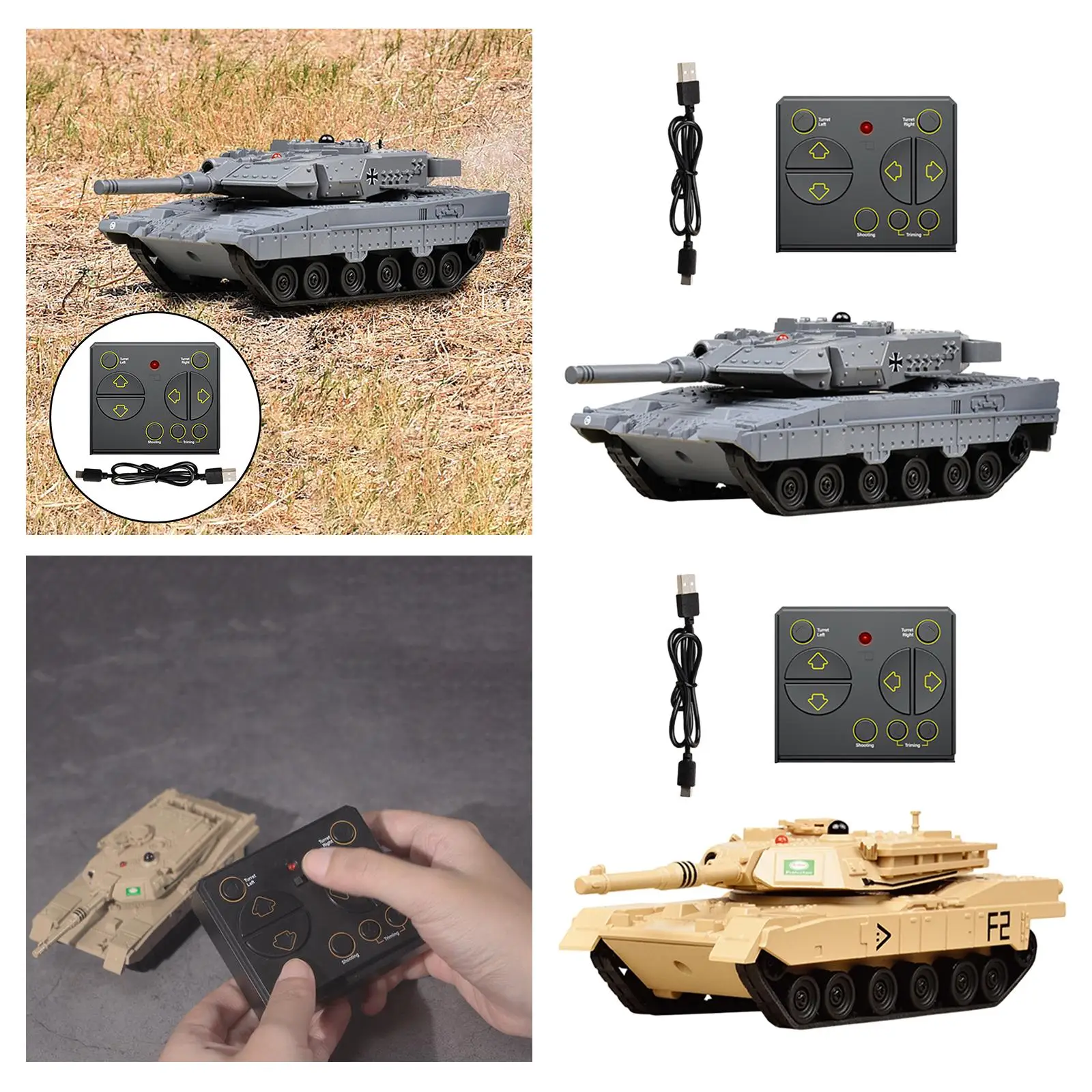 Remote Control Tank Simulation RC Battle Tank RC Vehicle Toys Tank Model for 3 4