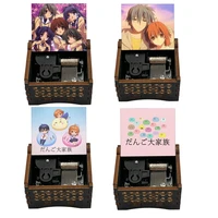 Anime CLANNAD Home Office Decoration Ornament Dango Daikazoku Black Wooden Music Box Metal Automatic Movement 1