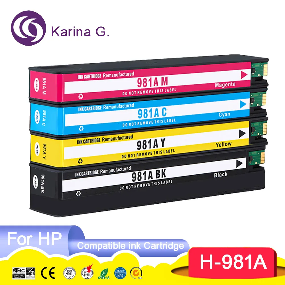 KG.For  981 981A Color Compatible Ink Jet Cartridge For  PageWide Enterprise Col