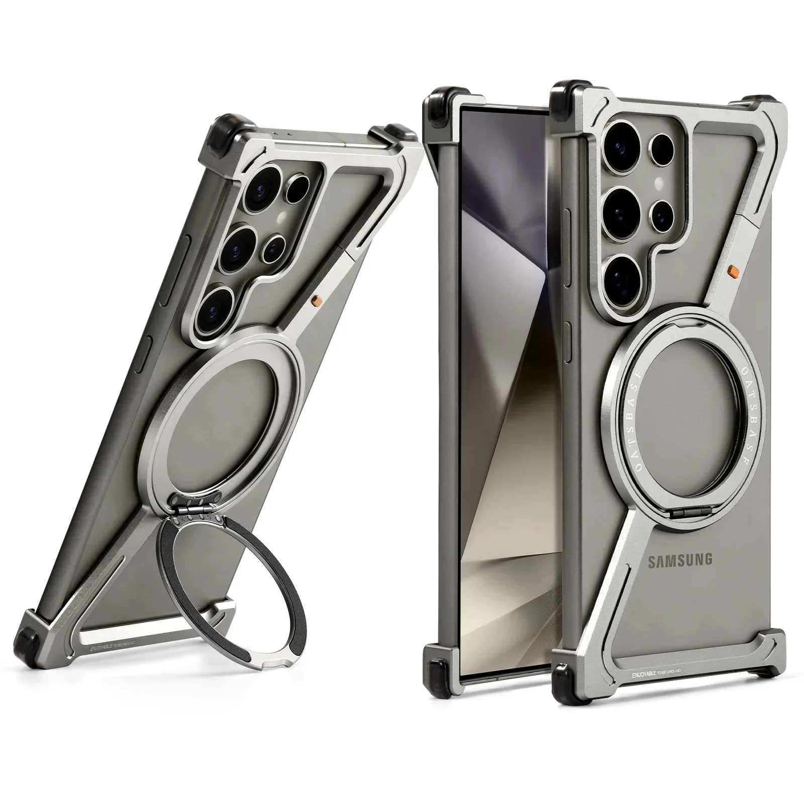 Oatsbasf Ultra-Thin Frameless Magnetic Metal Phone Case with Air Cushion Bumper