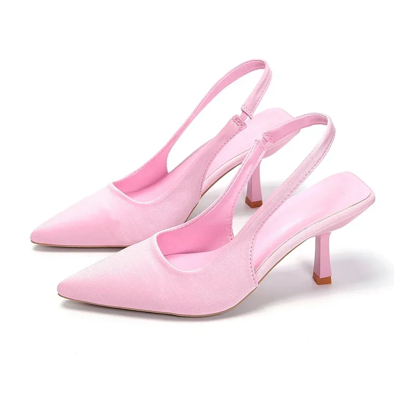 Women Rhinestone High Heels Woman Pumps Heeled Sandals Fashion Female Stiletto Slingback Pointe Weddings Bridal