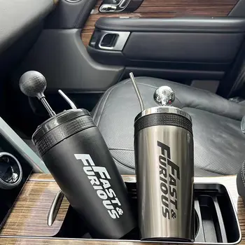 Bouteille d'eau de voiture en acier inoxydable avec paille, bouteille de boisson rapide et furieuse, 10 tasses Thermos avec couvercle, ensemble de boissons à bascule 500ml 1