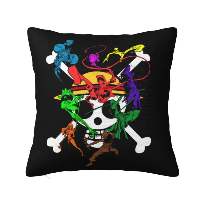 

Luxury One Pieces Pirates Skull Sofa Cushion Cover Soft Japanese Manga Anime Pillow Case Bedroom Decoration