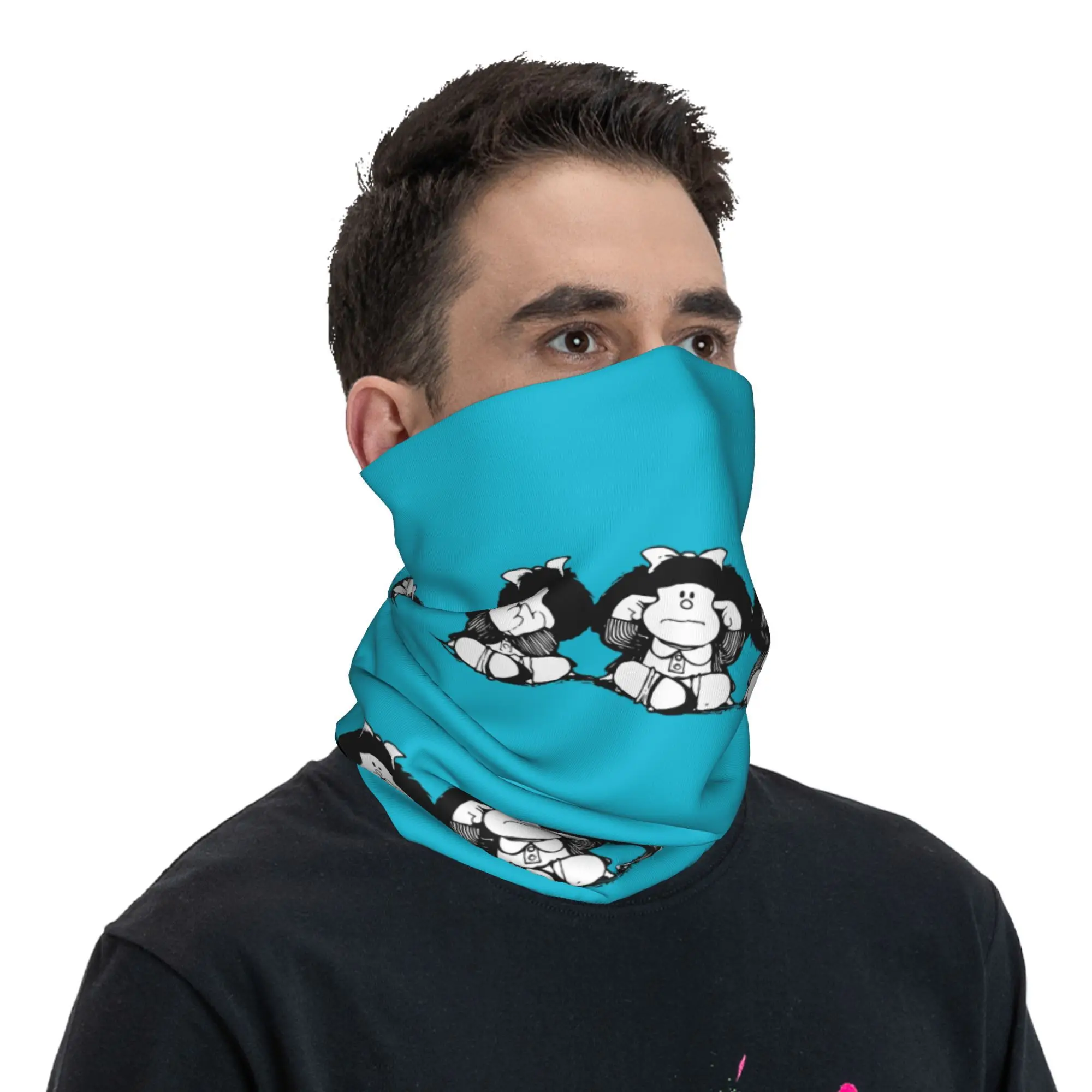 Humor Mafalda Neck Gaiter Women Men Windproof Winter Quino Cartoon Manga Bandana Scarf for Cycling