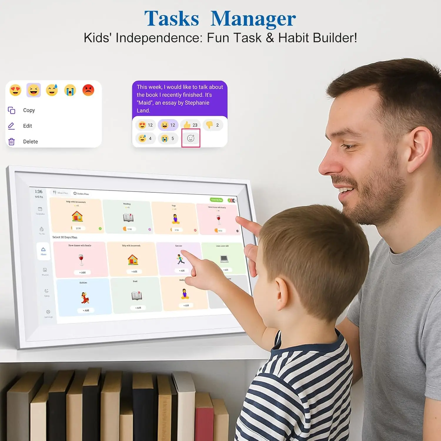 15.6 IN Digital Calendar Chore Chart IPS Interactive Touchscreen Electronic Calendar Suitable for Keeping Track of Family Schedu