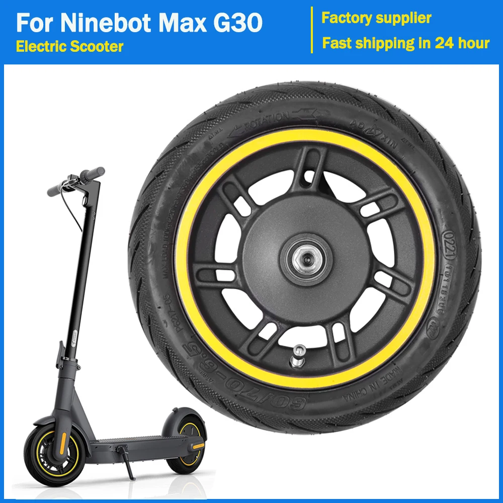 

10 inch Pneumatic Rubber Tyre Parts For Ninebot Max G30 Kickscooter Front Wheel Hub with Vacuum Assembly Replacement Wheel