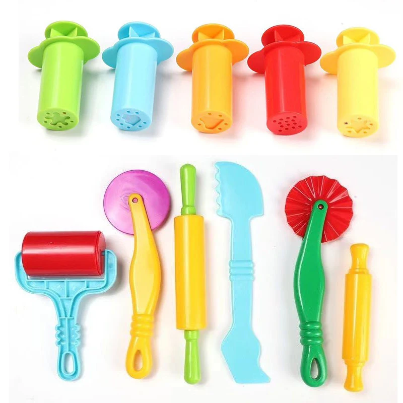 Play Dough Tool Kit - 12 Plastic Tools for Kids, Including Extruder,  Scissors, Roller & Knife (Random Colors)