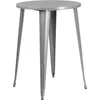 Commercial 30" Round Silver Metal Indoor-Outdoor Bar Table Set-2 Cafe Stools 3