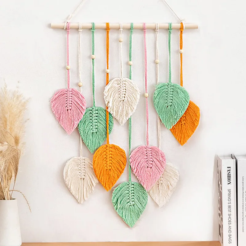 Modern Boho Macrame Leaf Wall Hanging - Woven Aesthetic Home Decor