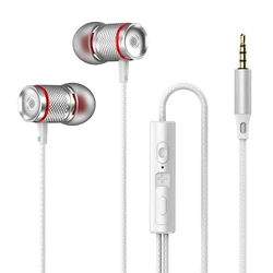 9D HIFI Heavy Bass Wired In - Ear Stereo Headphones with Mic (3.5mm AUX White)