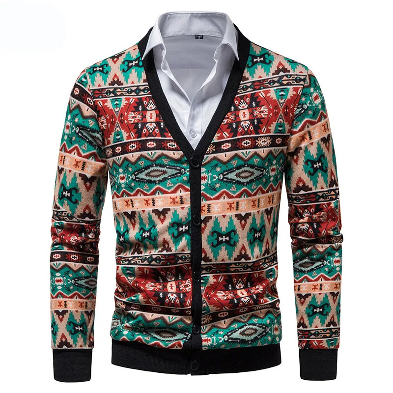 

Cardigan Sweater Men Knit Cardigan Buttons V Neck Sweaters Christmas Style Colour Pullover Man Casual Slim Fit Cardigans SW04