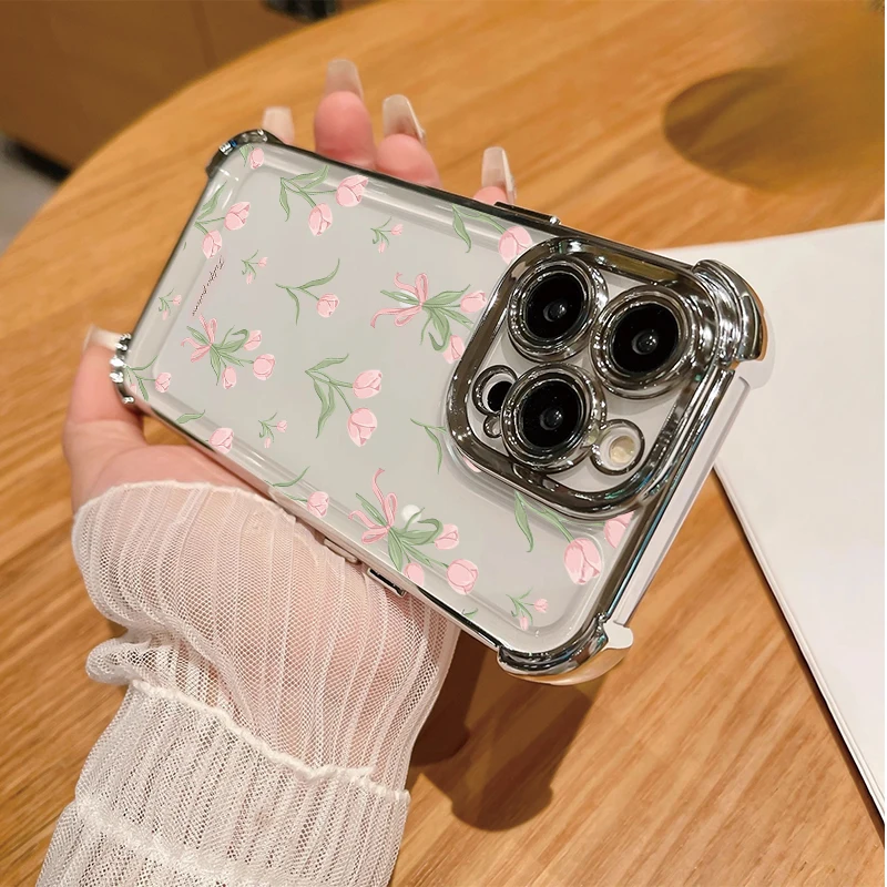 Plating Daisy Flowers Soft Transparent Phone Case Cover