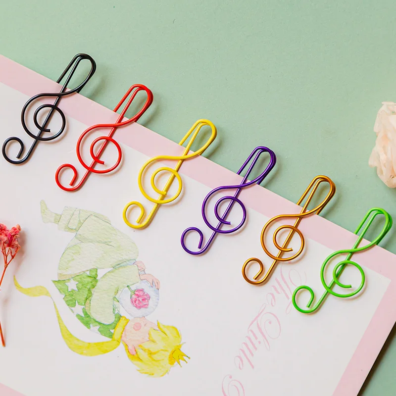 20 PCS Music Paper Clip Metal Office Cute Binder Kawaii Stationery Clip Paper Clips Cute Decorative Clips