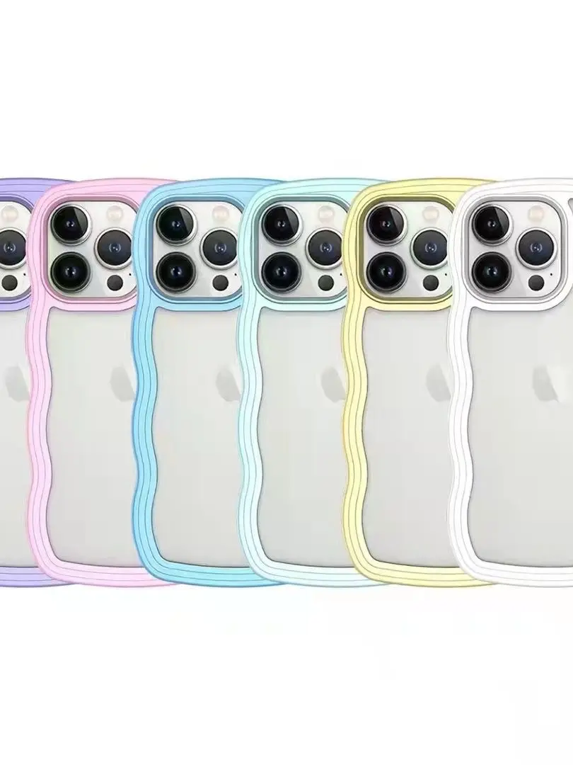 Fashion Cute Transparent Wave Case for iPhone 11 12 13 Max X XR XS   Hybrid Shockproof Bumper Cover case Capa Aesthetic iphone 13 pro max case