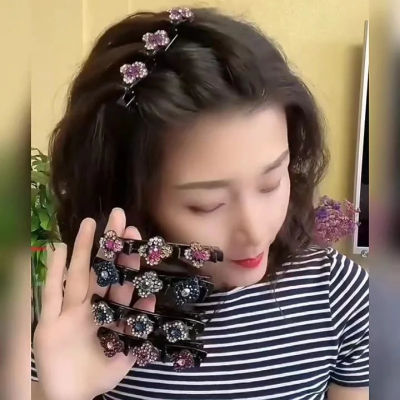 

Двухслойные блестящие шпильки для волос со стразами для женщин и девушек, зажим для волос с челкой, боковые заколки, аксессуары для укладки волос