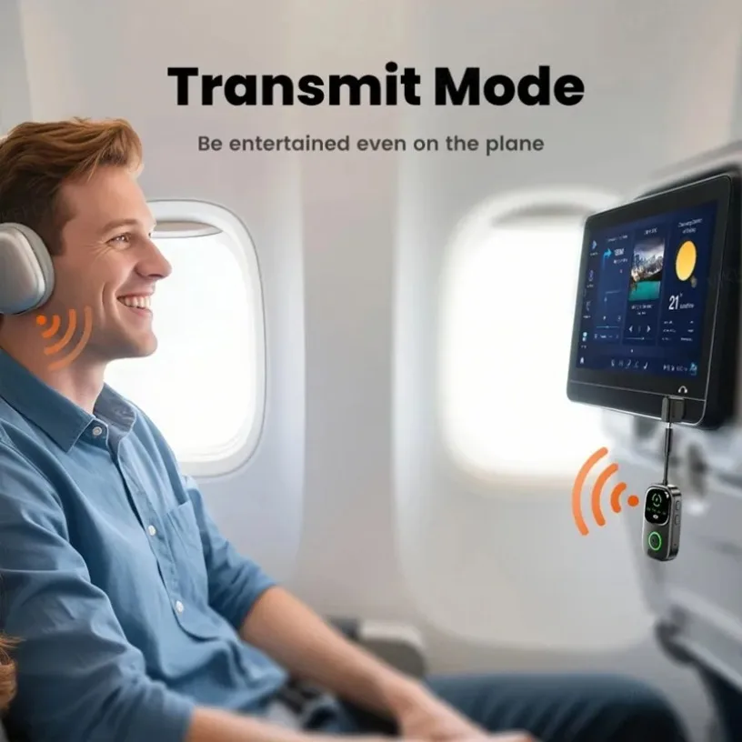 2-In-1 Bluetooth 5.4 Audio Receiver Transmitter Display 3.5mm AUX Wireless Audio Adapter For Car Airplane Speaker TV PC