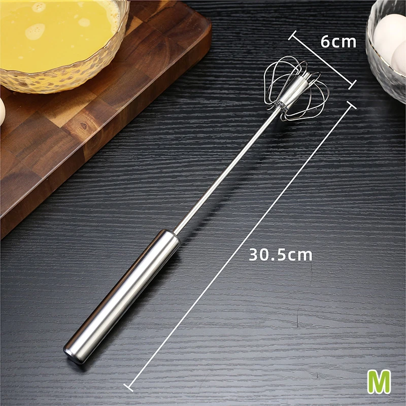Description Picture 6 of item1PC Kitchen Stainless Steel Whisk Hand Pressure Semi-automatic Egg Beater Self Turning Cream Mixer Kitchen Baking Accessories
